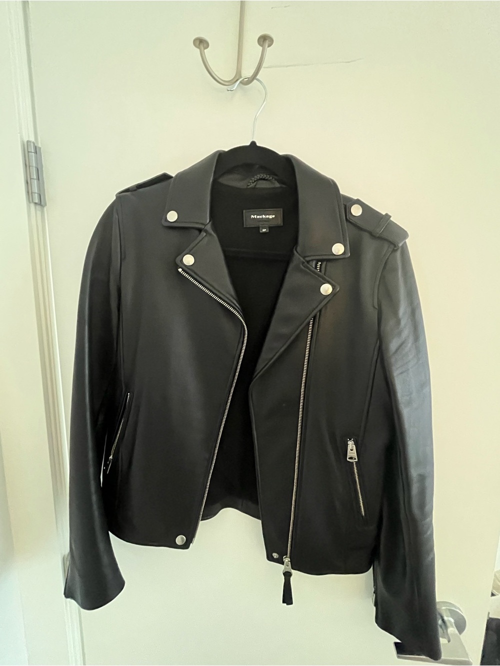 Mackage Black Leather Biker Jacket